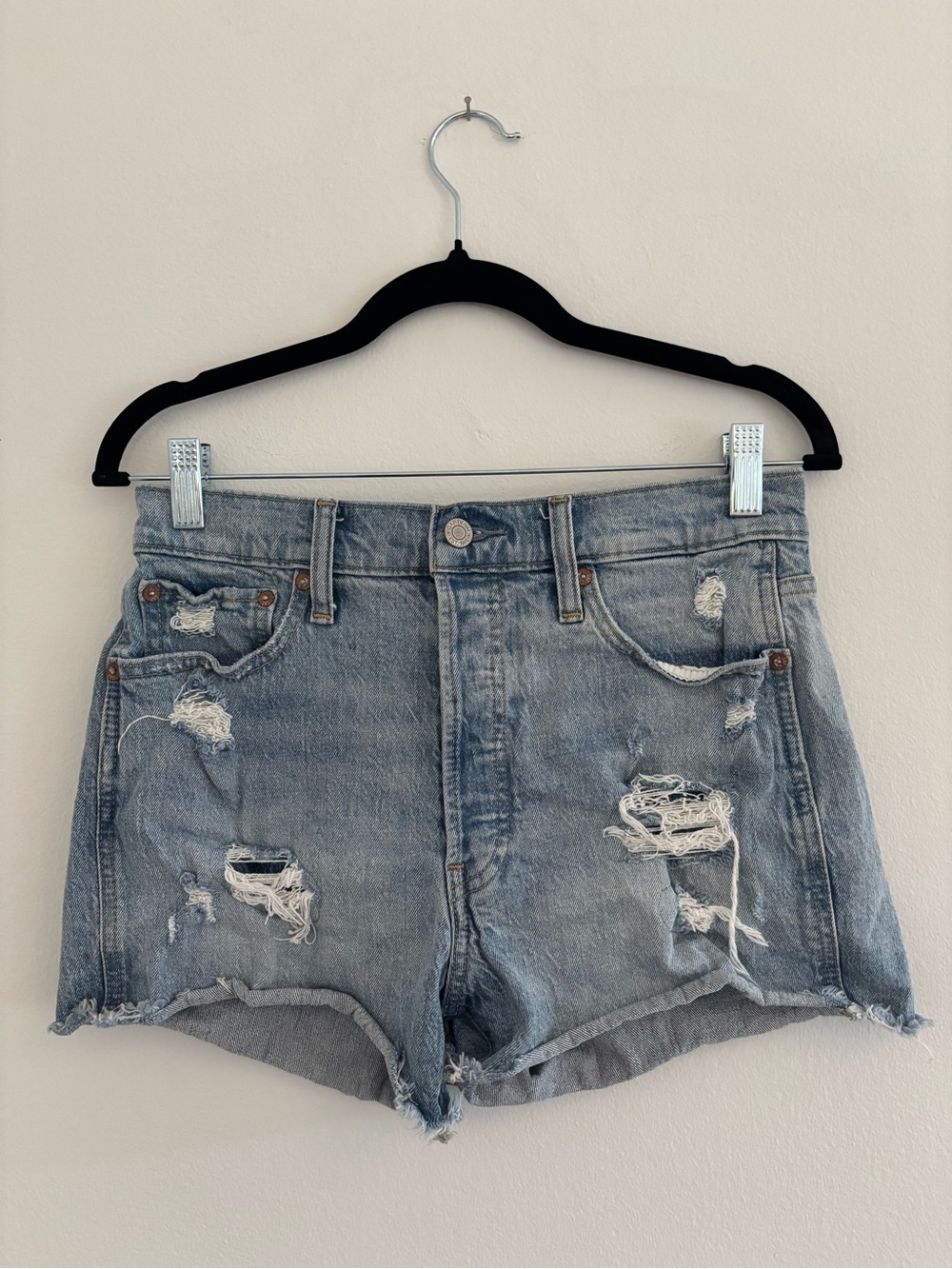 GAP Light Blue Distressed Denim Shorts